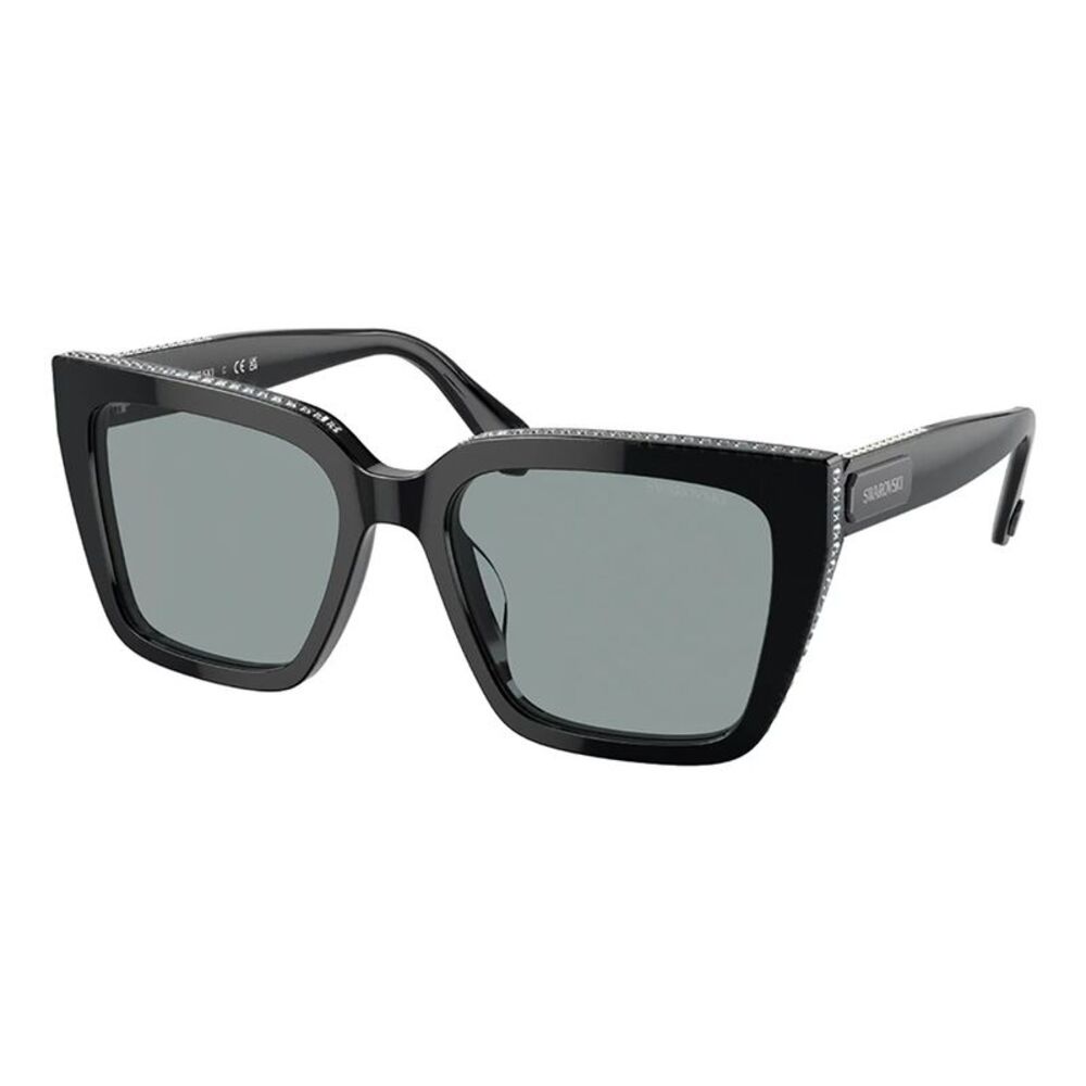 Swarovski SK 6013 1010/1 Black Plastic Pillow Sunglasses Grey Lens